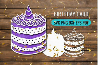 Birthday Cake Card Papercut SVG