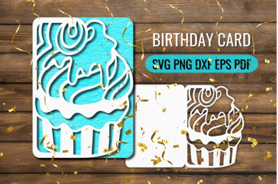 Birthday Cake Card Papercut SVG