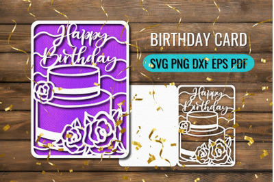 Birthday Cake Card Papercut SVG