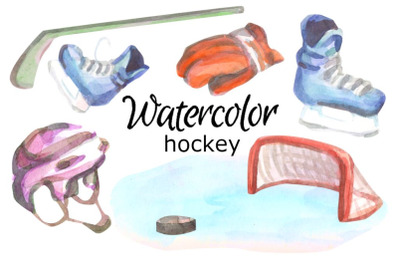 Hockey watercolor clip art