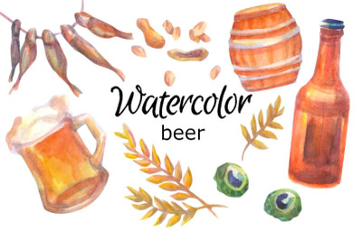 Watercolor beer clip art