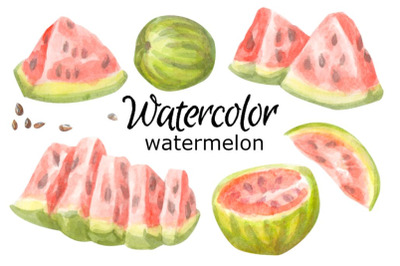 Watermelon watercolor clip art