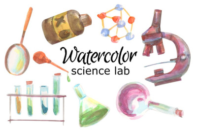 Science lab watercolor clip art