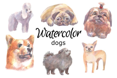 Dogs watercolor clip art