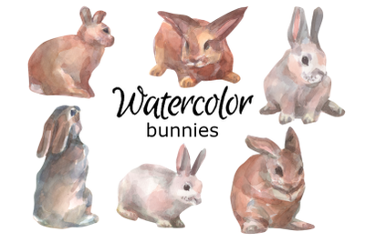 Watercolor bunnies clip art