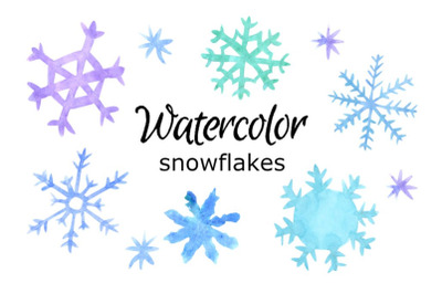 Snowflakes watercolor clip art