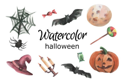 Watercolor halloween clip art