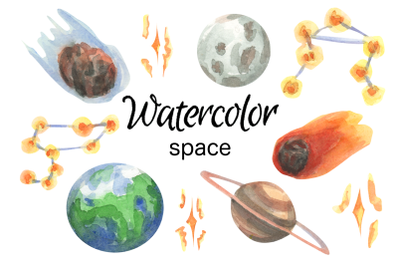 Space watercolor clip art