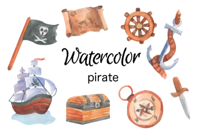 Pirate watercolor clip art