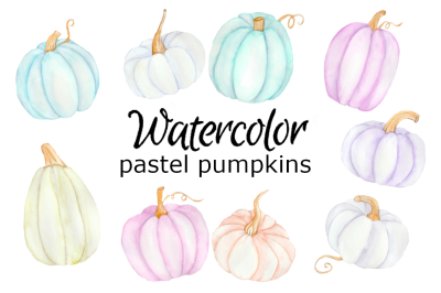 Watercolor pastel pumpkins