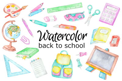 Back to school watercolor clipart