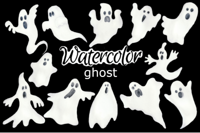 Watercolor ghost clipart