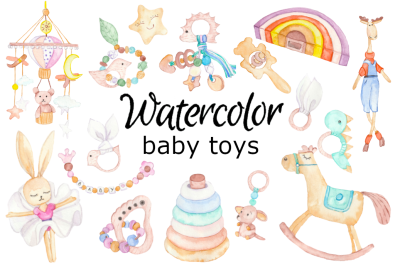 Baby toys watercolor clipart