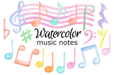 Music notes watercolor clipart