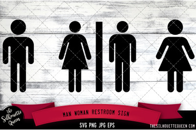 Man Woman Restroom Sign Silhouette Vector