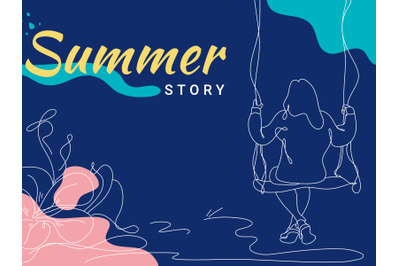 Summer Story Flat Illustration abstract background line art