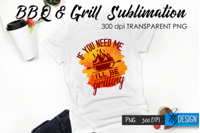 BBQ &amp; Grill T-Shirt Sublimation Design | Fathers Day T-Shirt Design