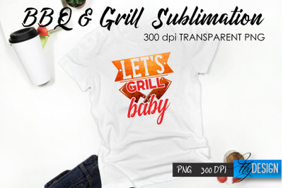 BBQ &amp; Grill T-Shirt Sublimation Design | Fathers Day T-Shirt Design