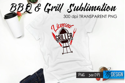 BBQ &amp; Grill T-Shirt Sublimation Design | Fathers Day T-Shirt Design