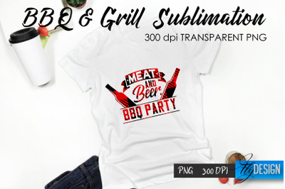 BBQ &amp; Grill T-Shirt Sublimation Design | Fathers Day T-Shirt Design