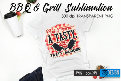 BBQ &amp; Grill T-Shirt Sublimation Design | Fathers Day T-Shirt Design