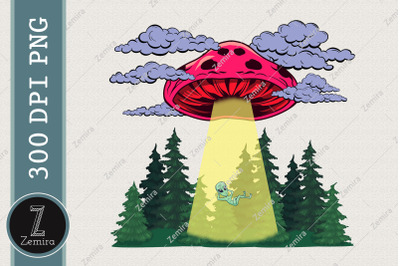 Mushroom Alien Psychedelic Space UFO PNG