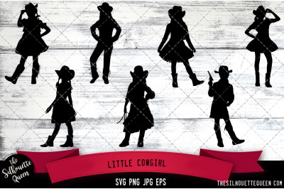 Little Cowgirl Silhouette Vector