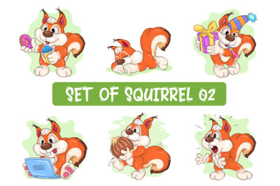 Set of Cartoon Squirrels 02. Crafting, Sublimation.