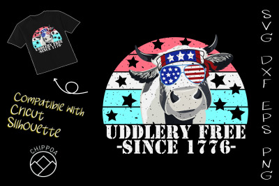 Uddlery Free Funny Cow 4th of July