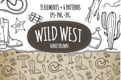 WILD WEST hand drawn vector elements