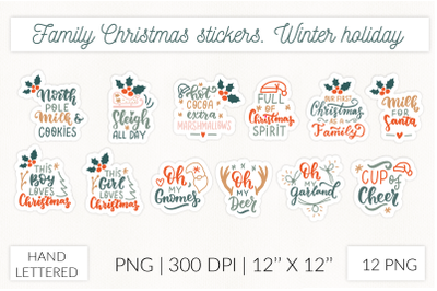 Family Christmas stickers. Christmas bundle stickers