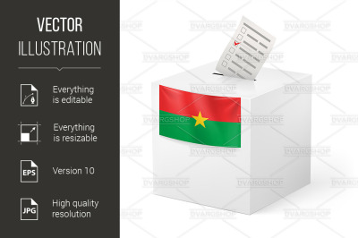 Ballot box with voting paper. Burkina Faso