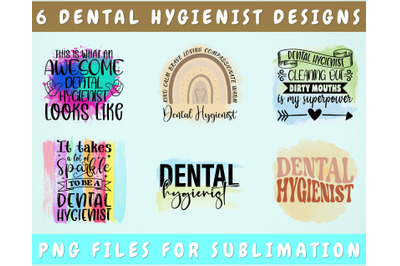 Dental Hygienist Sublimation Designs Bundle, 6 Dental Hygienist PNG