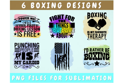 Boxing Sublimation Designs Bundle, 6 Boxing PNG Files, Fight For The T