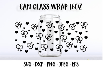 LGBT beer can glass wrap template SVG. LGBTQ glass can