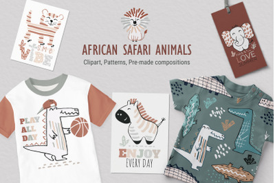 African Safari Animals and Patterns