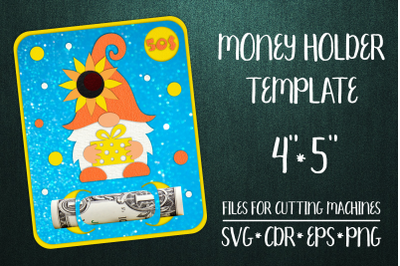 Gnome and Sunflower Birthday Card | Money Holder Template