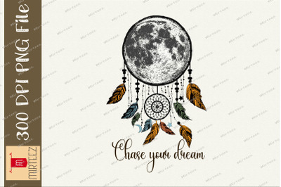 Chase Your Dream Moon Dream Catcher PNG