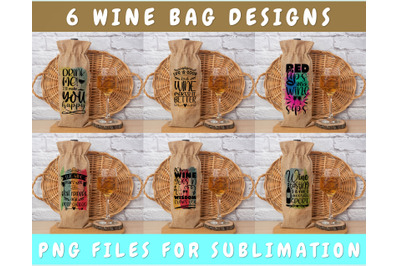 Wine Bag Sublimation Designs Bundle, 6 Wine Bag PNG Files, Drink Me I&#039;