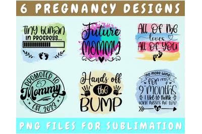 Pregnancy Sublimation Designs Bundle, 6 Pregnancy PNG Files