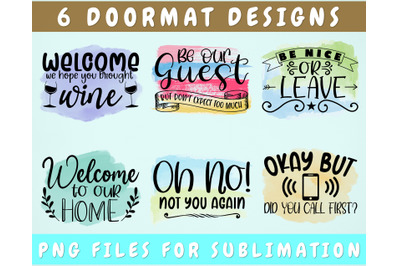 Doormat Sublimation Designs Bundle, 6 Doormat PNG Files, Welcome We Ho