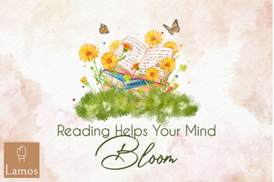 Reading Helps Your Mind Bloom PNG