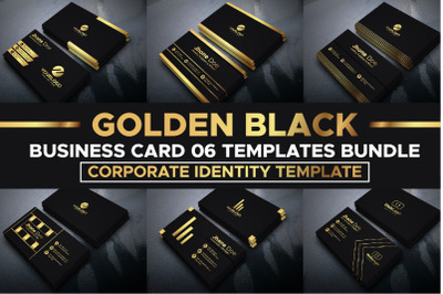 Golden Black multipurpose 6 business card template bundle