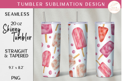 Pink Popsicle Tumbler Sublimation PNG. Cute Summer Tumbler Wrap Design