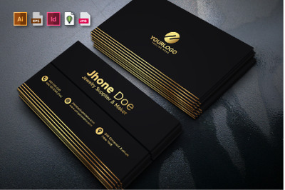 Golden Black Minimal Business Card