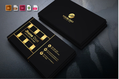 Modern And Luxury Gold Black Business Card