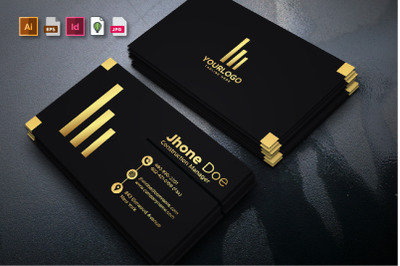 Elegant And Luxury Gold Black Business Card
