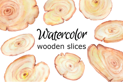 Watercolor wooden slices