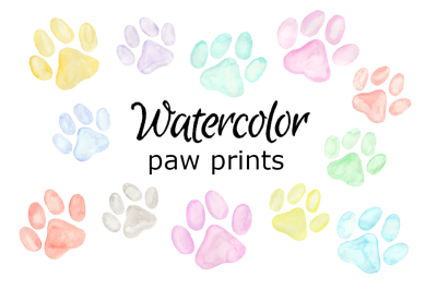 Paw Prints Watercolor Clipart