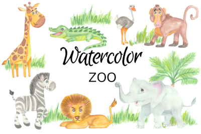 Zoo watercolor clip art